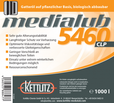 KETTLITZ-Medialub 5460 CLP Bio Gatteröl - 1000 Liter IBC