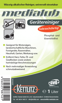 KETTLITZ-Medialub Gerätereiniger, Universalreiniger, Sägekettenreiniger Gebrauchsfertig 1 Liter Nachfüllpack