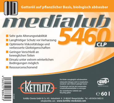 KETTLITZ-Medialub 5460 CLP Bio Gatteröl - 60 Liter Fass