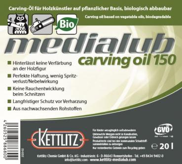 KETTLITZ-Medialub Carving Oil 150 - Bio Kettenöl für Holzschnitzer - Kanister 20 Liter