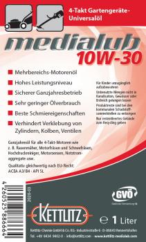 KETTLITZ-Medialub 10W-30 Gartengeräte-Universalöl API SL -  1 Liter Gebinde