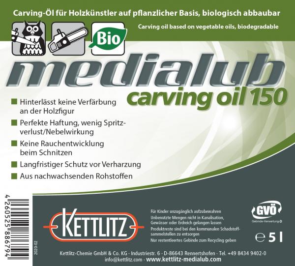 KETTLITZ-Medialub Carving Oil 150 - Bio Kettenöl für Holzschnitzer -  Kanister 5 Liter