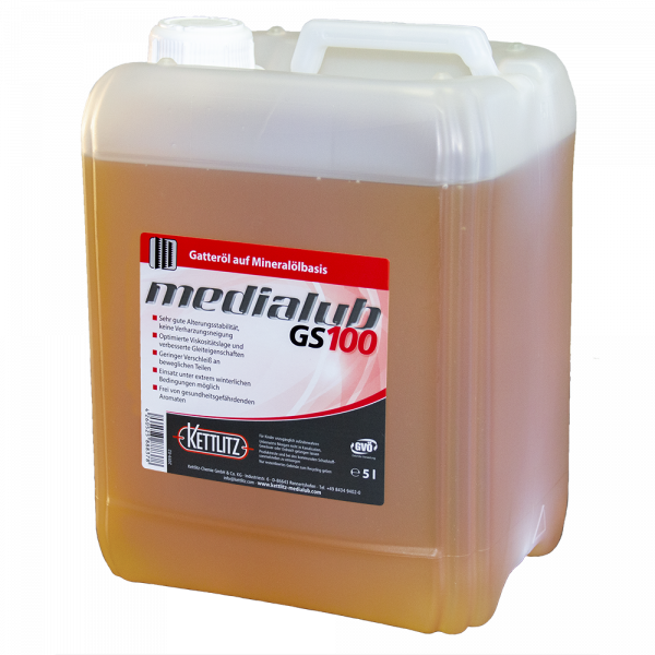 KETTLITZ-Medialub GS 100 Sägegatteröl - Spezialschmierstoff auf Mineralölbasis - 5 Liter Gebinde
