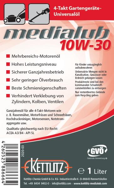 KETTLITZ-Medialub 10W-30 Gartengeräte-Universalöl API SL -  1 Liter Gebinde